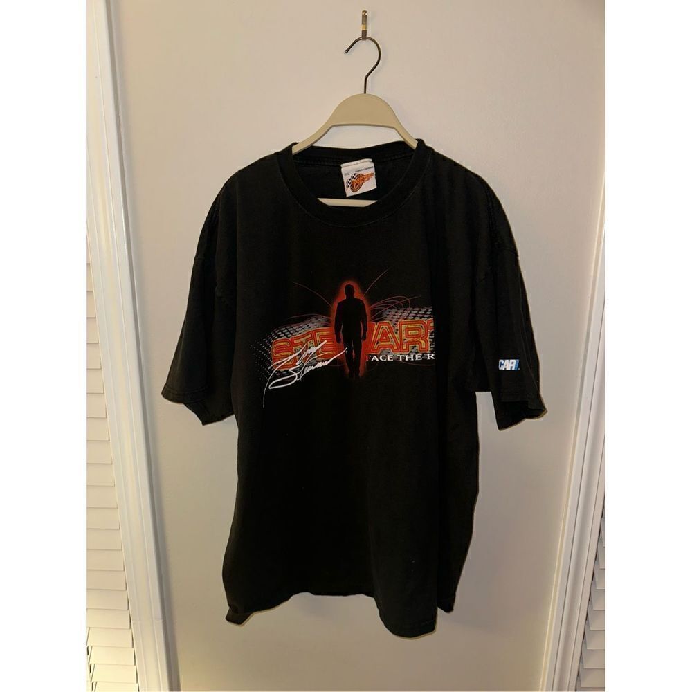 Tony Stewart NASCAR #20 Face The Race T-shirt Black Size XXL Vintage 2003